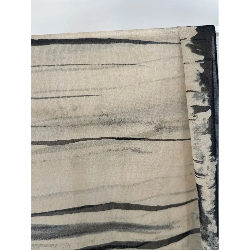 Unbranded Lightweight Abstract Sheer Rectangle Scarf Accessory Black Tan Vintage